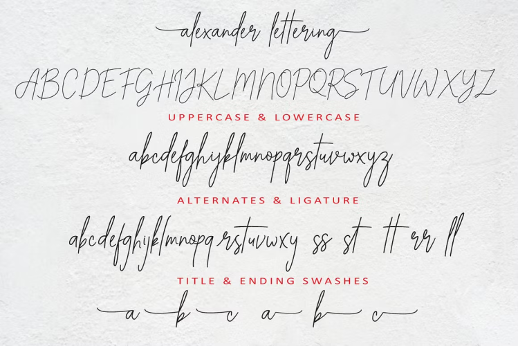 Alexander Lettering Font free download preview 7 – Script And Handwritten font