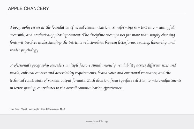 Apple Chancery Font free download preview 3 – Display Fonts font