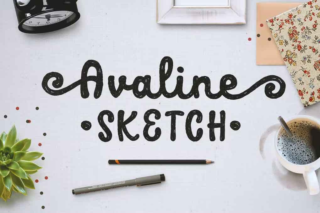 Avaline Script Sketch Font free download – Script And Handwritten font preview image for Windows and Mac