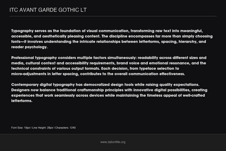 Avant Garde Gothic Font free download preview 3 – Sans Serif Fonts font