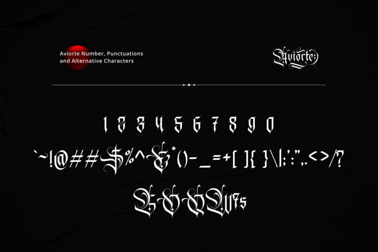 Aviorte Font free download preview 7 – Blackletter Font font
