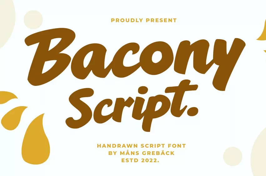 Bacony Script Font free download – Script And Handwritten font preview image for Windows and Mac