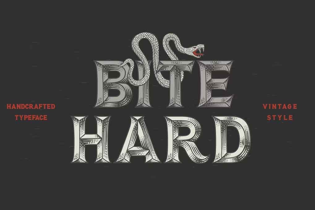 Bite Hard Font free download – Serif Fonts font preview image for Windows and Mac