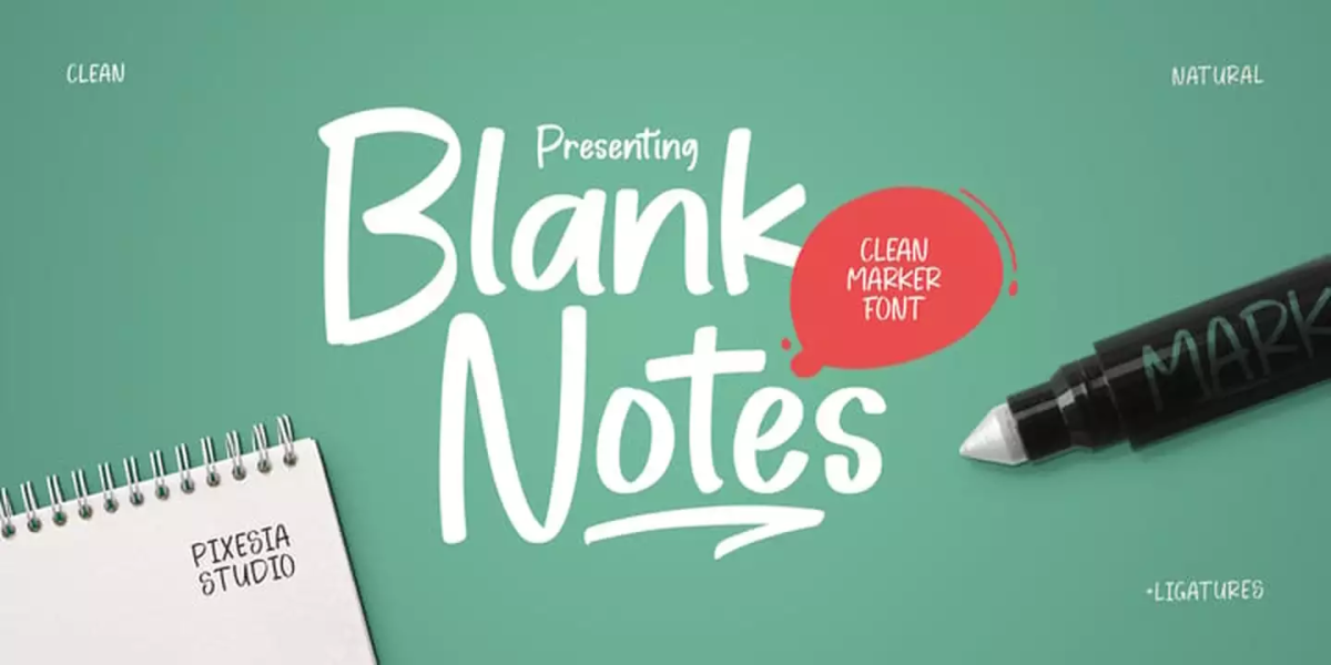 Blank Notes Font free download – Script And Handwritten font preview image for Windows and Mac