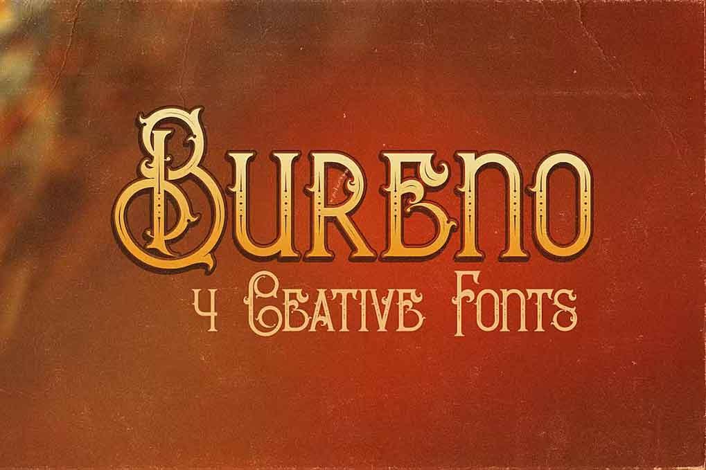Bureno Decorative Font free download – Serif Fonts font preview image for Windows and Mac