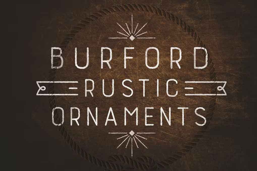 Burford Rustic Extras Font free download – Serif Fonts font preview image for Windows and Mac