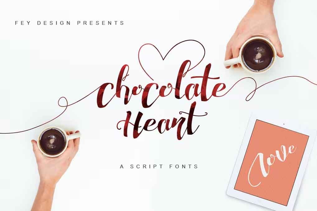 Chocolate Heart Font free download – Script And Handwritten font preview image for Windows and Mac
