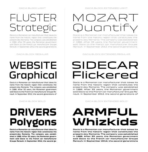 Dacia Block Font free download preview 3 – Display Fonts font