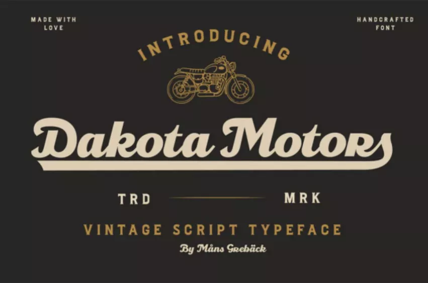 Dakota Motors Font free download – Script And Handwritten font preview image for Windows and Mac