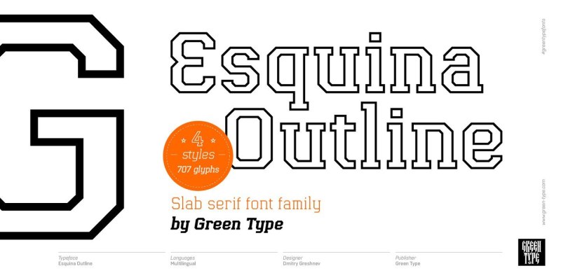 Esquina Outline Font Family free download preview 7 – Font Family font