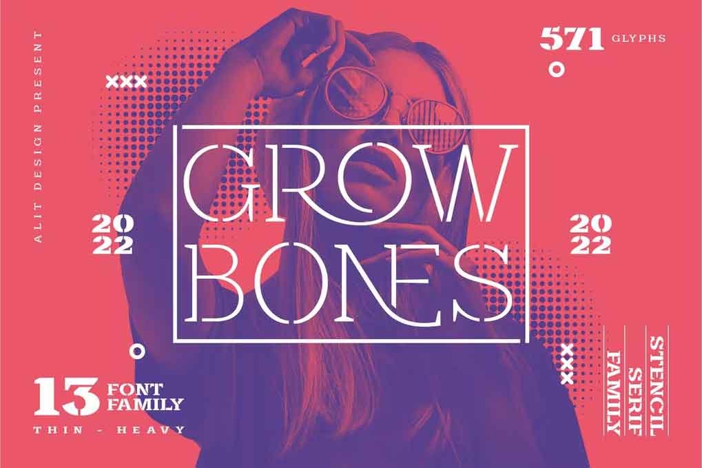 Grow Bones Font free download – Serif Fonts font preview image for Windows and Mac