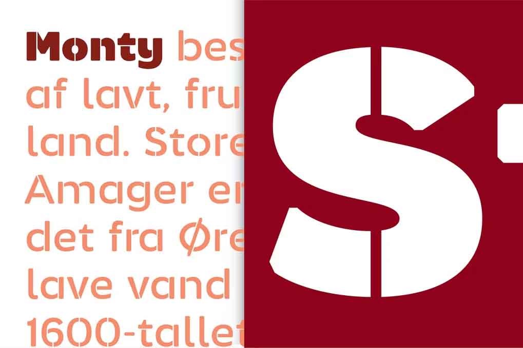 Monty Stencil Font free download – Sans Serif Fonts font preview image for Windows and Mac