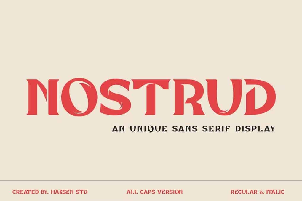 NOSTRUD Font free download – Sans Serif Fonts font preview image for Windows and Mac