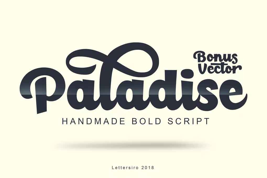 Paladise Font free download – Script And Handwritten font preview image for Windows and Mac