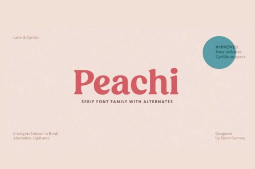 Peachi Font free download – Serif Fonts font preview image for Windows and Mac