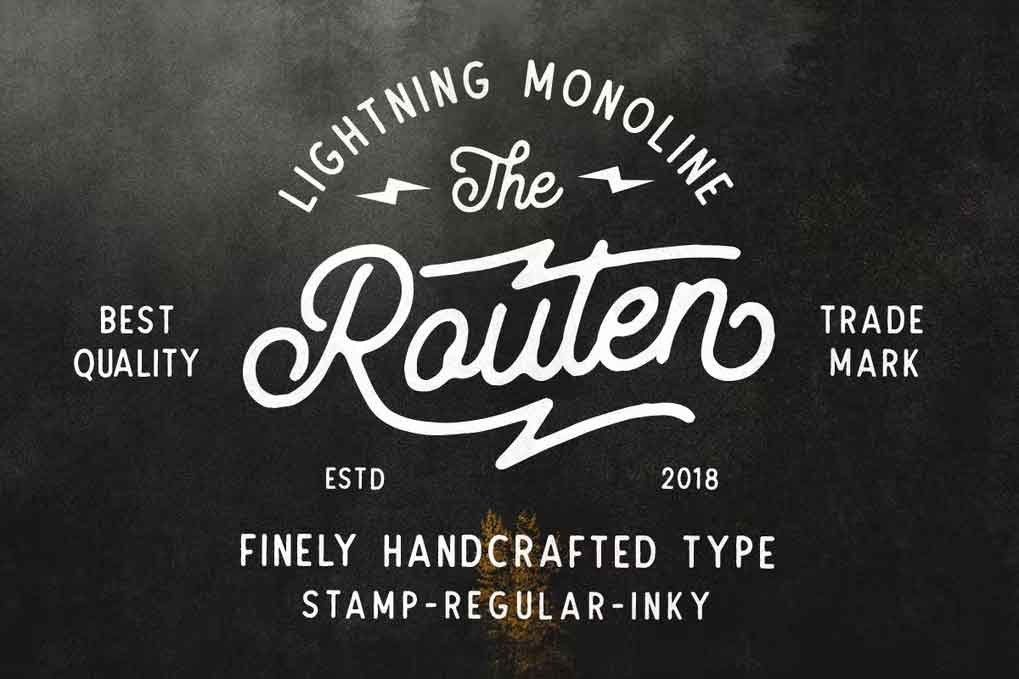 Routen Lightning Monoline Font free download – Script And Handwritten font preview image for Windows and Mac