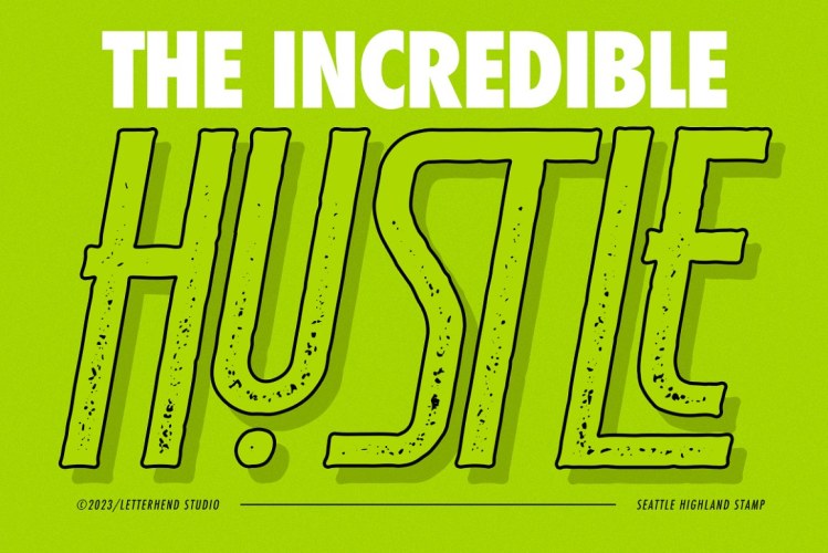 Seattle Highland – Condensed Font free download preview 2 – Display Fonts font