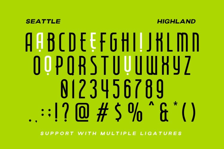 Seattle Highland – Condensed Font free download preview 5 – Display Fonts font
