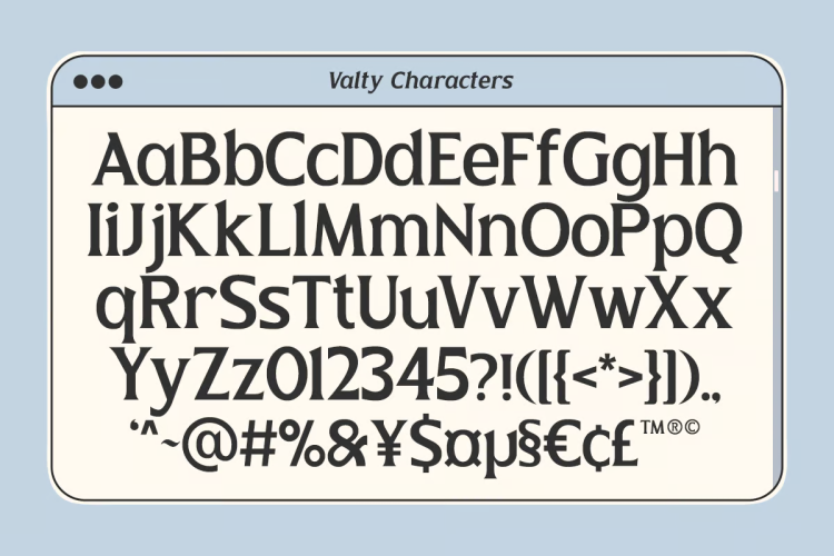 Valty Font free download preview 4 – Sans Serif Fonts font
